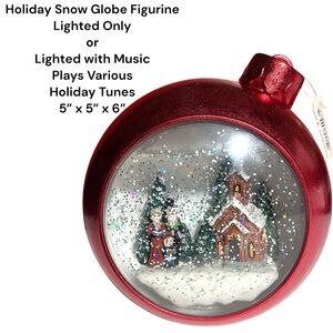 Roman Christmas 6" Ornament Snow Globe Plays Various Christmas Songs Lights Up